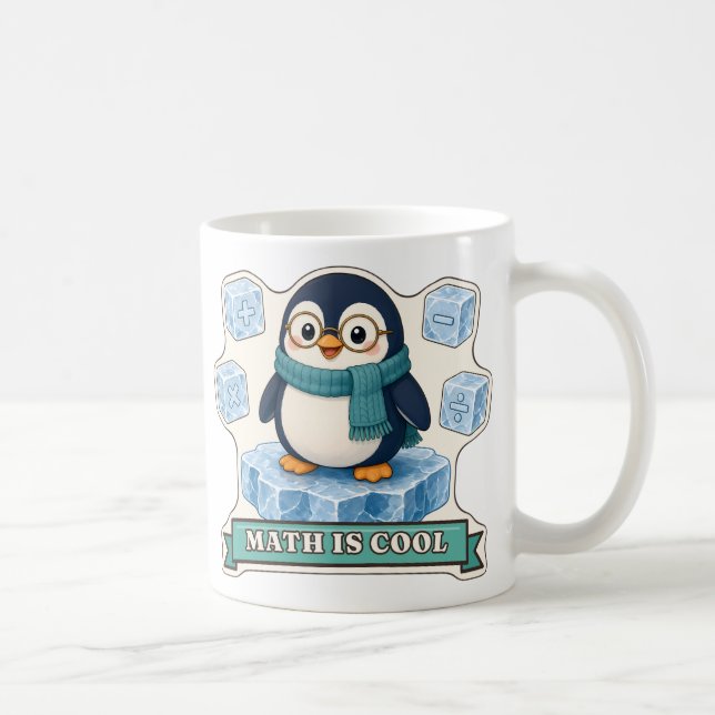 Mug Manchot Math Est Cool avec des cubes de symbole ma (Droite)