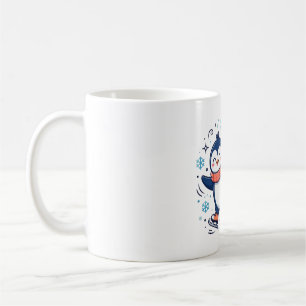 Mug Manchot patinant Art d'hiver mignon