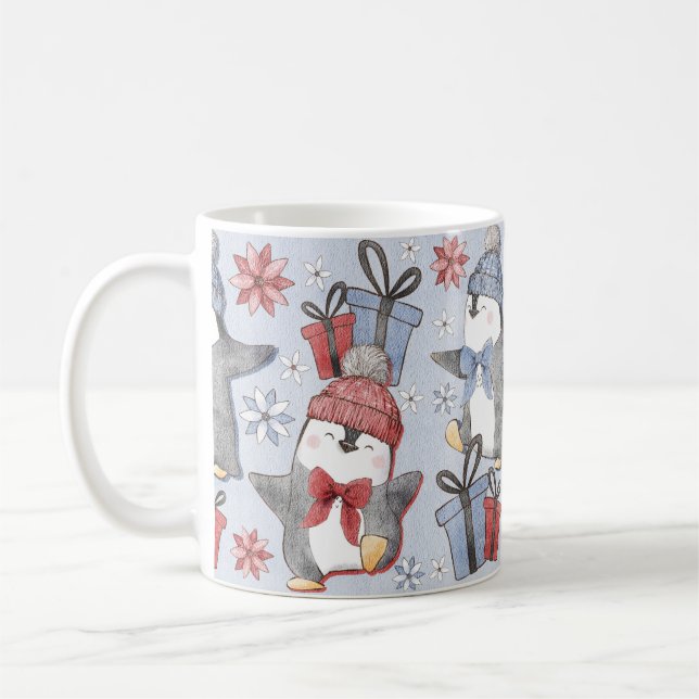 Mug Manchots dansants festifs d'hiver (Gauche)