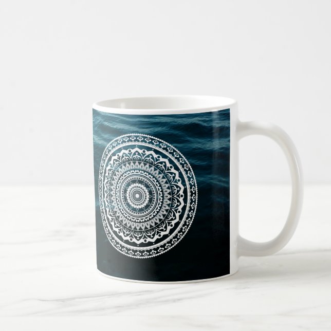Mug Mandala Blanc Laissez la mer vous libérer (Droite)