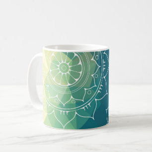 Mug Mandala bleu vert jaune boho