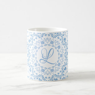 Mug Mandala Cercle Minimaliste Simple Bleu Floral
