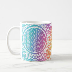 Mug Mandala coloré Fleur de vie pastel