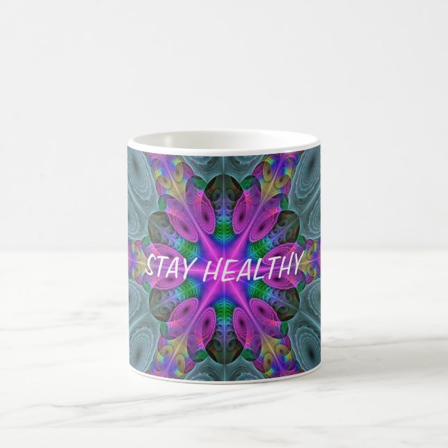 Mug Mandala coloré frappant art fractal kaléidoscope (Centre)