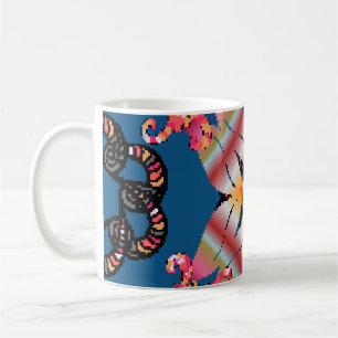 Mug Mandala coloré sur un arrière - plan jaune. Invita