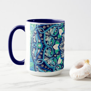 Mug Mandala d'art des points bleus