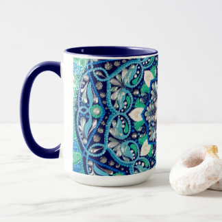 Mug Mandala d'art des points bleus