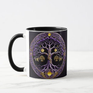 Mug Mandala de l'Arbre de Vie violet et or