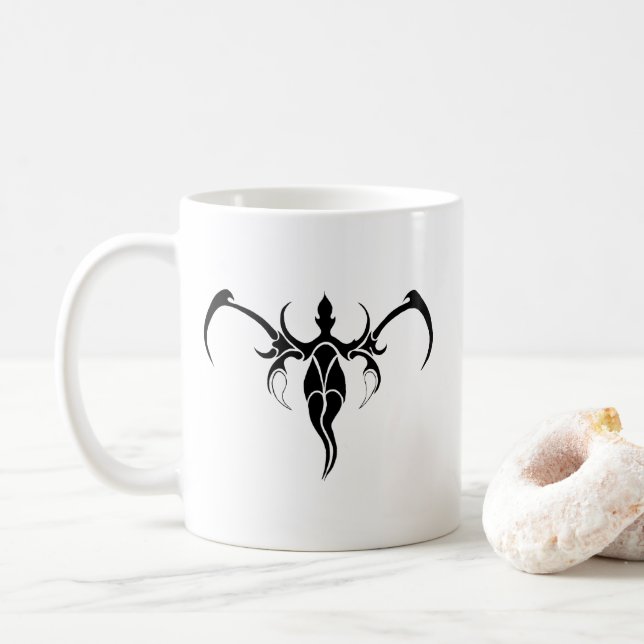 Mug Mandala d'éléphant tribal orné noir et blanc (Avec donut)