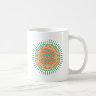 Mug Mandala design vert, orange indienne