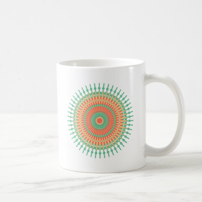 Mug Mandala design vert, orange indienne (Droite)