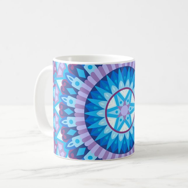 Mug Mandala d'hiver bleu flocon de neige cadeau cosy (Devant gauche)