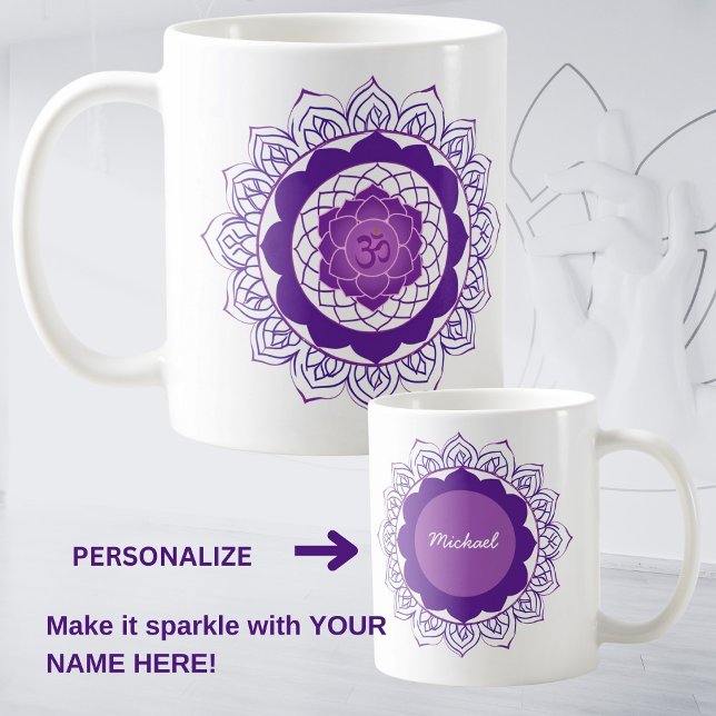 Mug Mandala du Chakra Couronne - Sahasrara avec Om  (Créateur téléchargé)