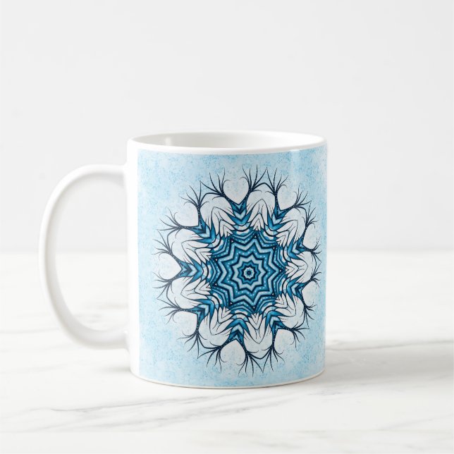 Mug Mandala en Blue Winter Art Abstrait (Gauche)