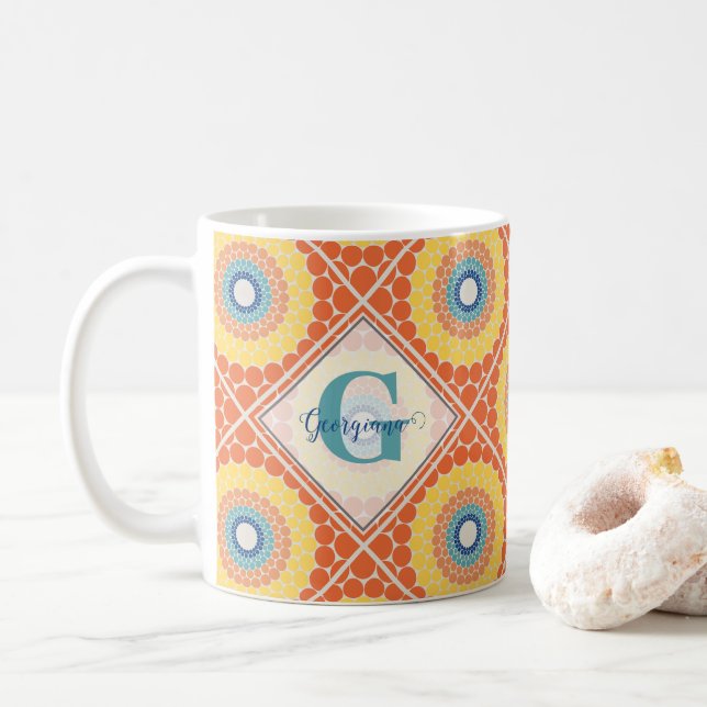 Mug Mandala Eté Egéenne Carrelée Personnalisée (Avec donut)