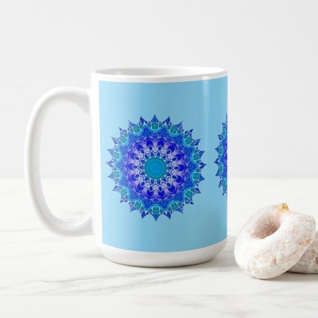 Mug Mandala Fleur Azur (Avec donut)