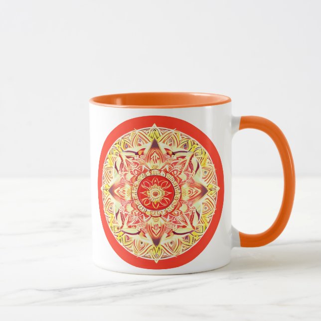 Mug Mandala Fleur en Mandarin Orange (Droite)