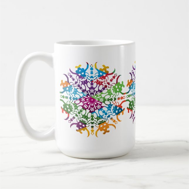 Mug Mandala fleur rose jaune (Gauche)