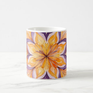 Mug Mandala floral aquarelle orange et violet
