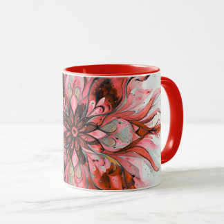 Mug Mandala floral aquarelle rouge