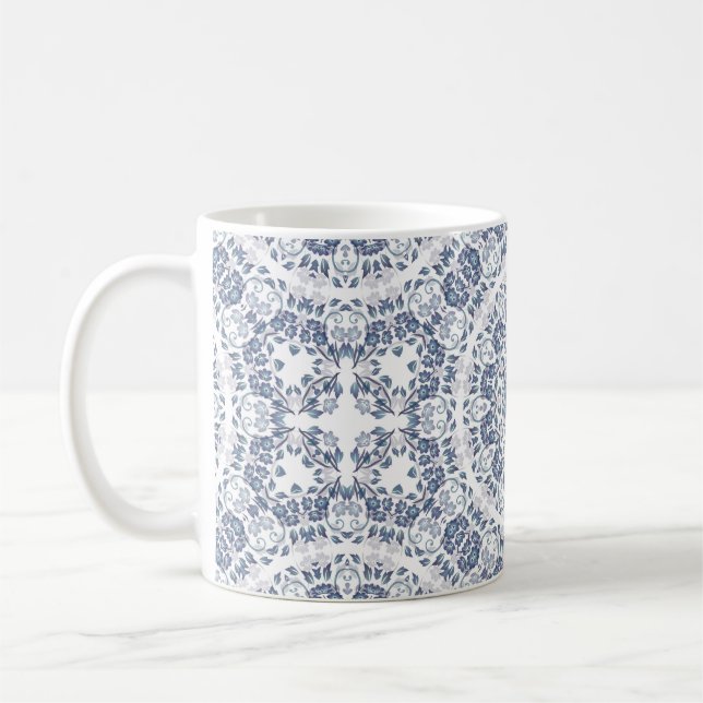 Mug Mandala florale bleu poussiéreux  (Gauche)