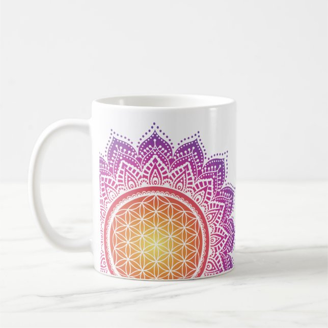 Mug Mandala Flower of life sun rising (Gauche)