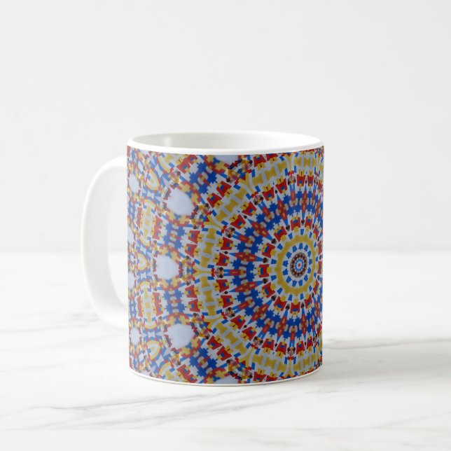 Mug Mandala jaune bleu (Devant gauche)