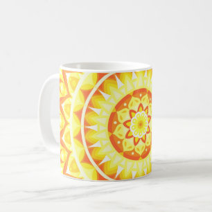 Mug Mandala Jaune Lumineux Bonheur Bohème Motif Soleil