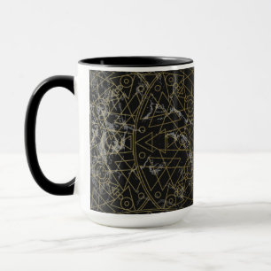 Mug Mandala moderne géométrique en noir et or