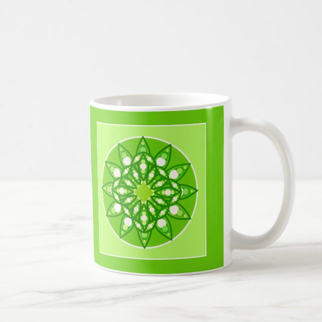 Mug Mandala Motif dans les tons verts de chaux (Droite)
