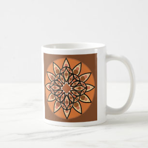 Mug Mandala motif en chocolat, terre cuite et rouille