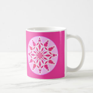 Mug Mandala Motif en rose, Fuchsia et blanc