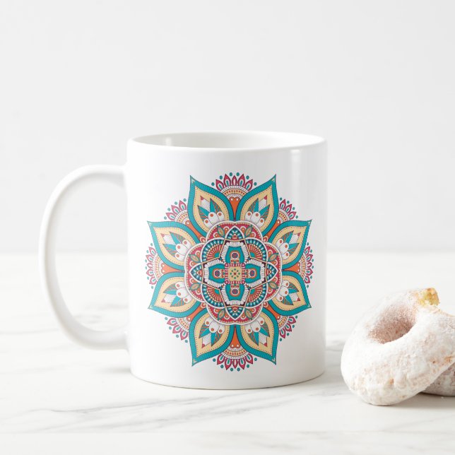 Mug Mandala motif marocain coloré (Avec donut)