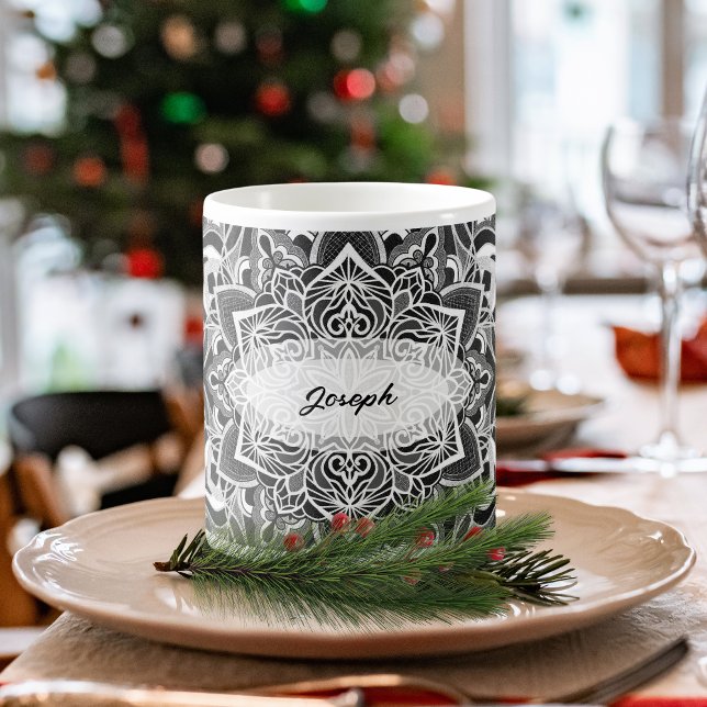 Mug Mandala noir et blanc (Créateur téléchargé)