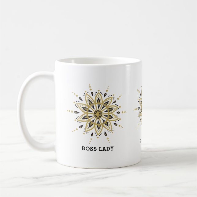 Mug Mandala noir & or (Gauche)