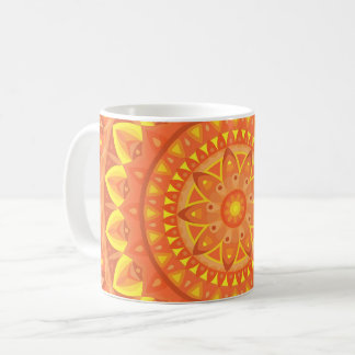 Mug Mandala orange chaud motif géométrique bohème vibr