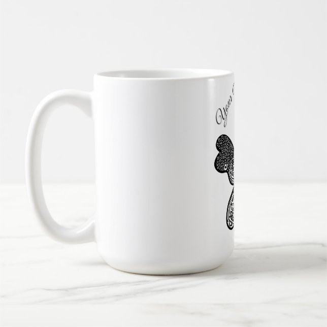 Mug Mandala papillon bohème complexe noir et blanc A (Gauche)