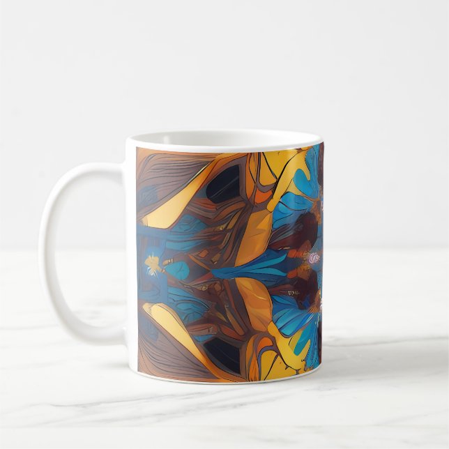Mug Mandala radiant : Art fantastique symétrique vibra (Gauche)