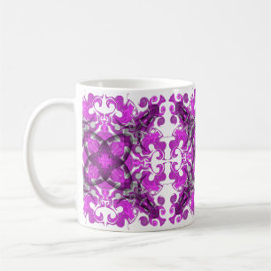 Mug mandala rose Abstrait, tourbillon papillon psychéd