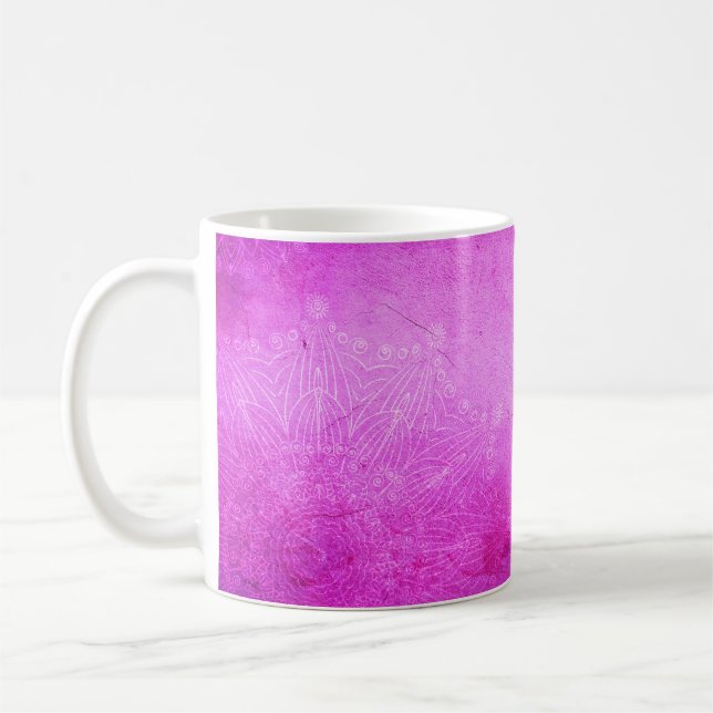 Mug Mandala rose design méditation zen (Gauche)