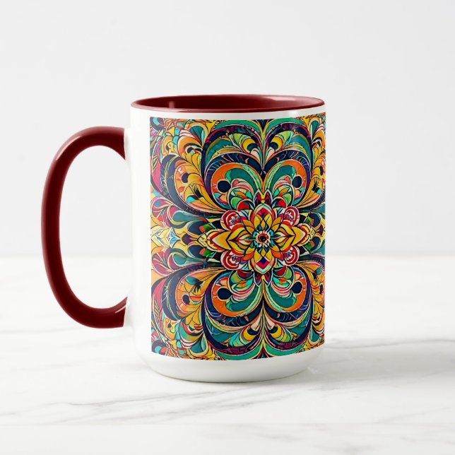 Mug Mandala Symphonie des couleurs – Floral psychédéli (Gauche)
