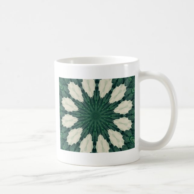 Mug Mandala tropical vert et feuille argentée de Sacra (Droite)