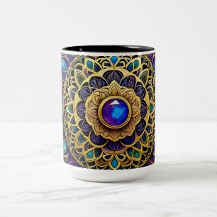 Mug Mandalas Bijoux, Violet Or Bleu 