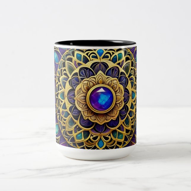 Mug Mandalas Bijoux, Violet Or Bleu  (Centre)