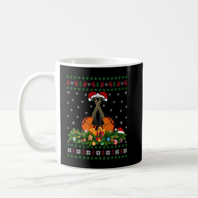 Mug Mandolin Lover Xmas Santa Hat Ugly Mandolin Christ (Gauche)