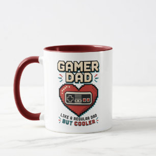 Mug Manette Rétro Pixel Papa Joueur de Coeur