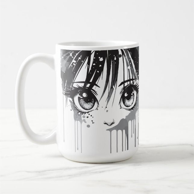 Mug Manga Girl avec le regard peint trempé (Gauche)