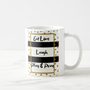 Mug Mange amour rire prier jouer noir points d'or tass