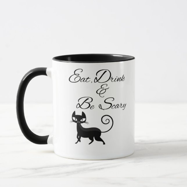 Mug Manger Boire Et Être Chat Effrayant Drôle Mignon H (Gauche)