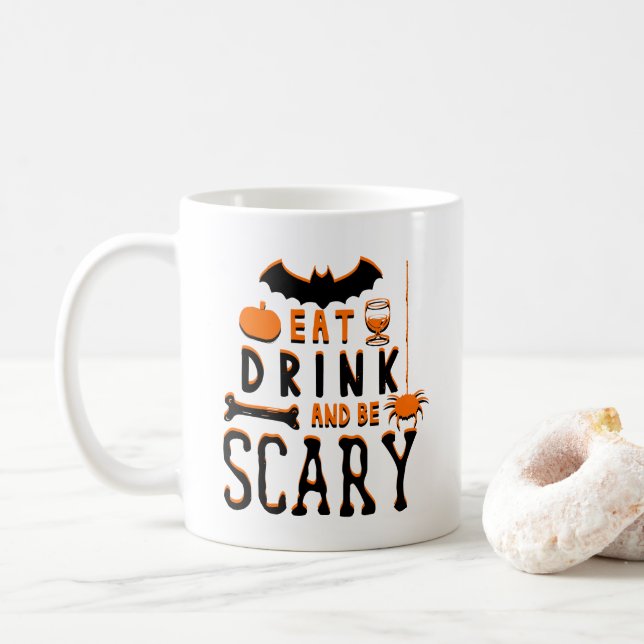 Mug manger boire et être effrayant halloween (Avec donut)
